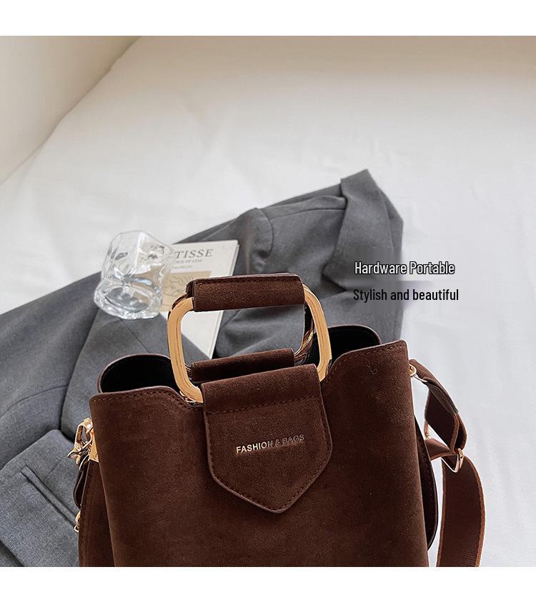 Versatile Women's Solid Color Bucket Handbag - Autumn 2025, Single Shoulder Crossbody