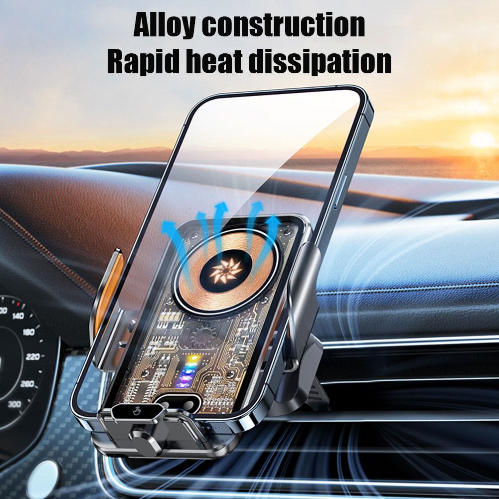 Car Wireless Charger Auto Mount Phone Holder For IPhone 15 14 13 12 Infrared Induction Fast Charging Stand P1U8
