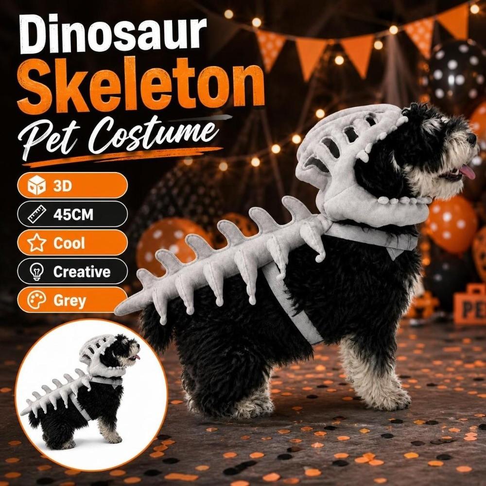 3D Dinosaur Skeleton Pet Costume 45CM Cat Cosplay Headwear Dinosaur Skull Headgear Pet Party