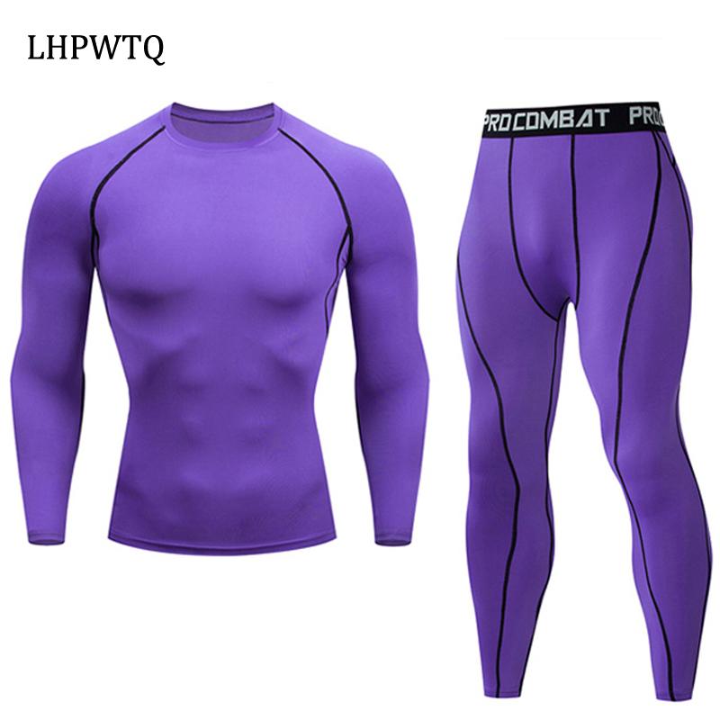 Быстросохнущее мужское термобелье Комплекты компрессионных спортивных костюмов для бега Баскетбольные леггинсы Одежда для спортзала Фитнес Бег Спортивные костюмы