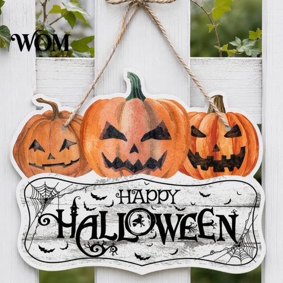 Durable Halloween Party Decor Pumpkin Door Hanging Decor, Spooky Festive Wall Ornament for Scene, Front Entryway Decoration, Trick or Treat Home Gift