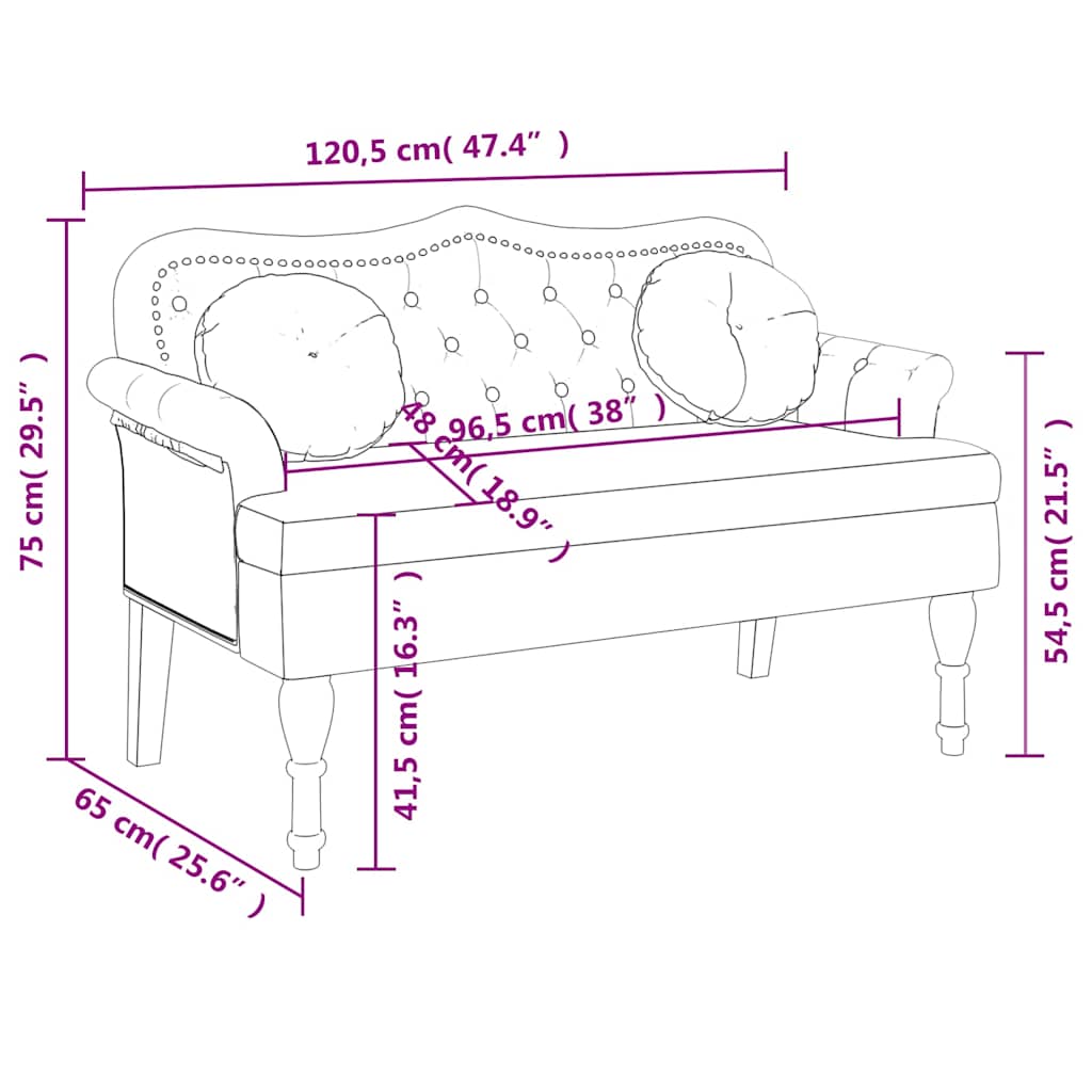 Bench with Cushions Light Grey 120.5 x 65 x 75 cm Velvet