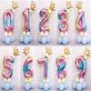 32-inch Rainbow Gradient Number Crown Balloon for Children's Birthday Party Decoration