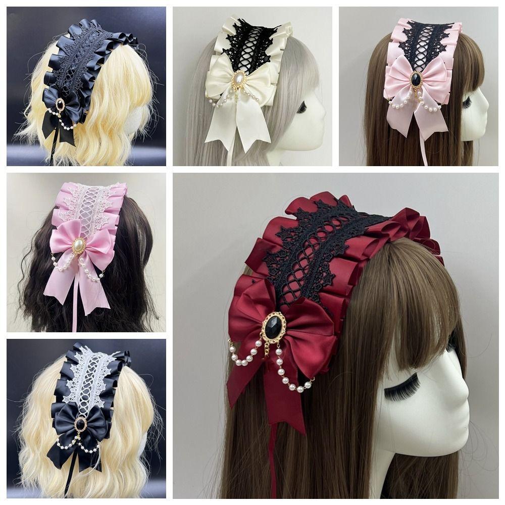 Multicolor Bowknot Ribbon Headwear Hair Accessories Sweet Hairband Lolita Lace Headband  Female