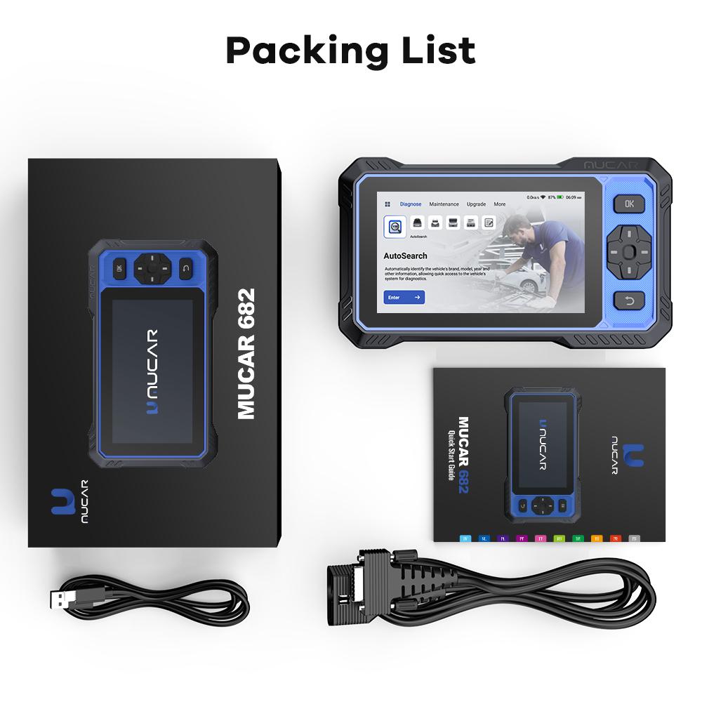 MUCAR 682 AI Assisted OBD2 Diagnostic Tool OE-level Full System Diagnosis 20 Resets Bi-directional CAN FD Lifetime Free Update