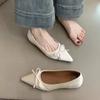 Wind Casual Bow Flat Shoes Autumn New Products Pointed Head Inner Height Increase Shallow Mouth Single Shoes Bag Head Single Shoes