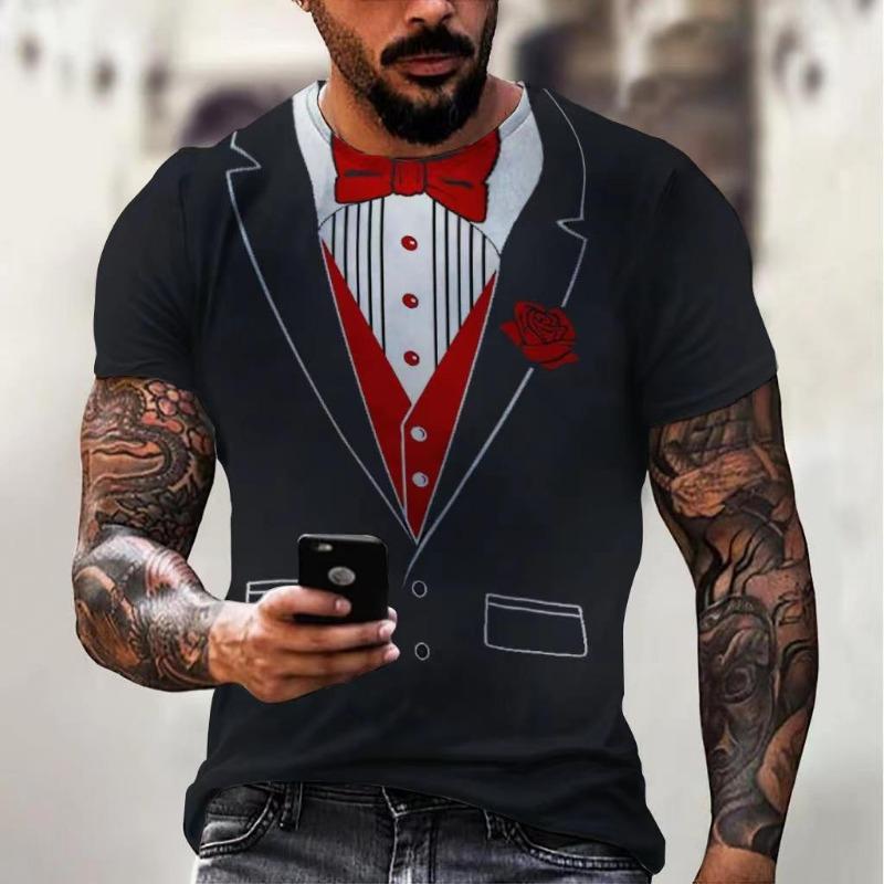 Модные мужские футболки с 3d-принтом костюма и галстука. Простая футболка с короткими рукавами для мужской одежды. Топы в уличной одежде.
