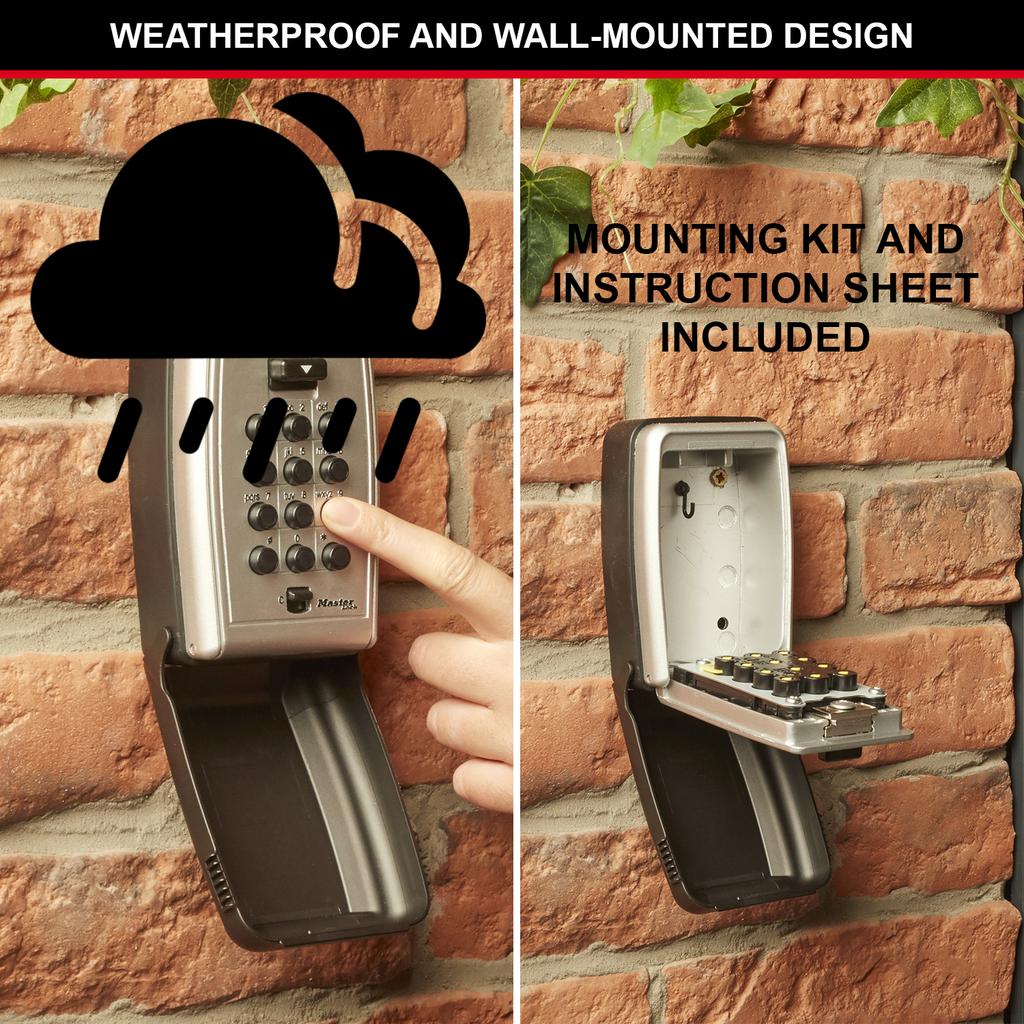 Master Lock Push-Button Key Safe Wall Mounted, Medium, Outdoor