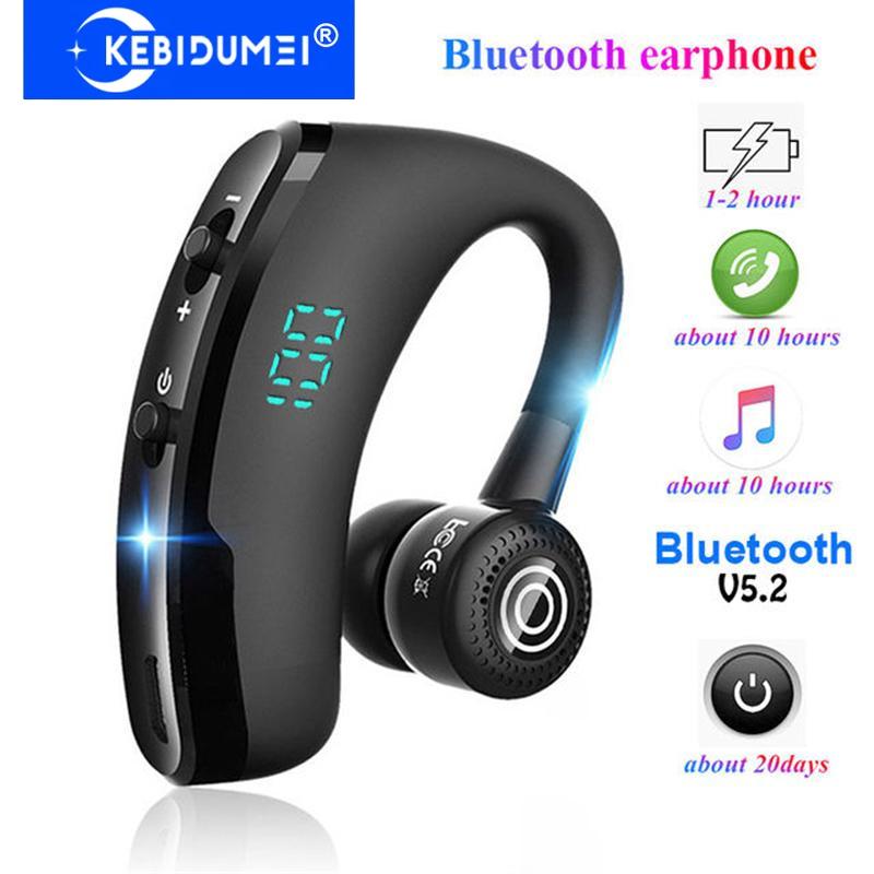 Wireless Bluetooth 5.2 Earphone Ear Hook Headset LED Display Business Headphones HiFi Stereo Waterproof Earbuds