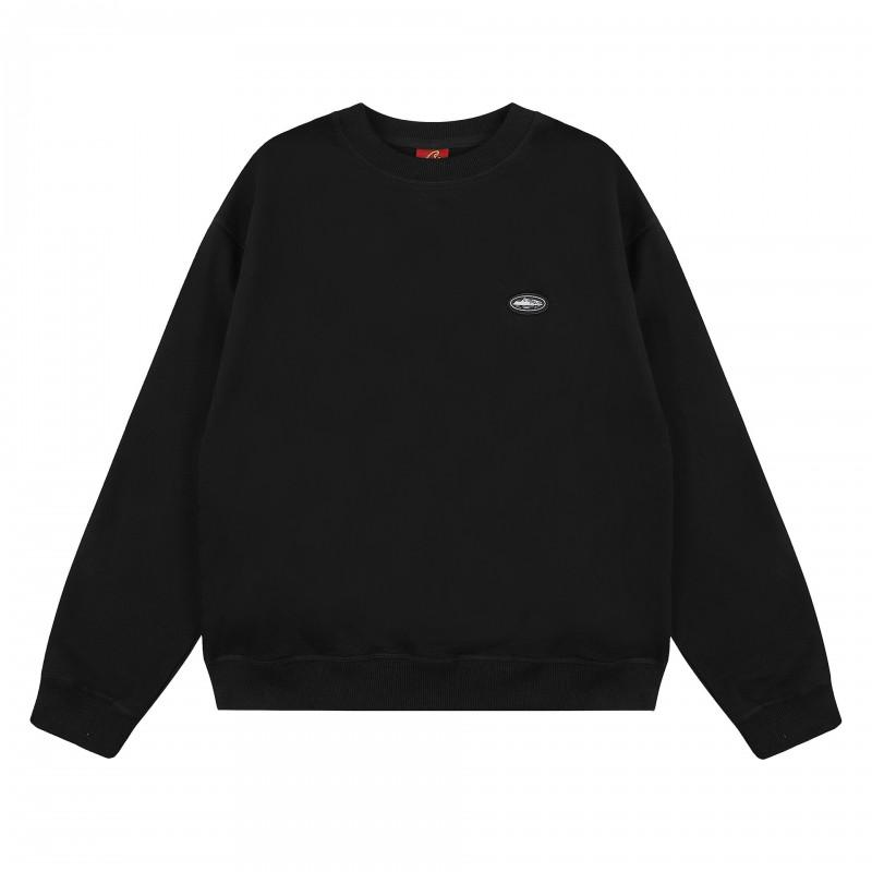 Mens Casual Long Sleeve Hoodless Sweatshirt Oversized Cotton Pullover Daily Wear Black