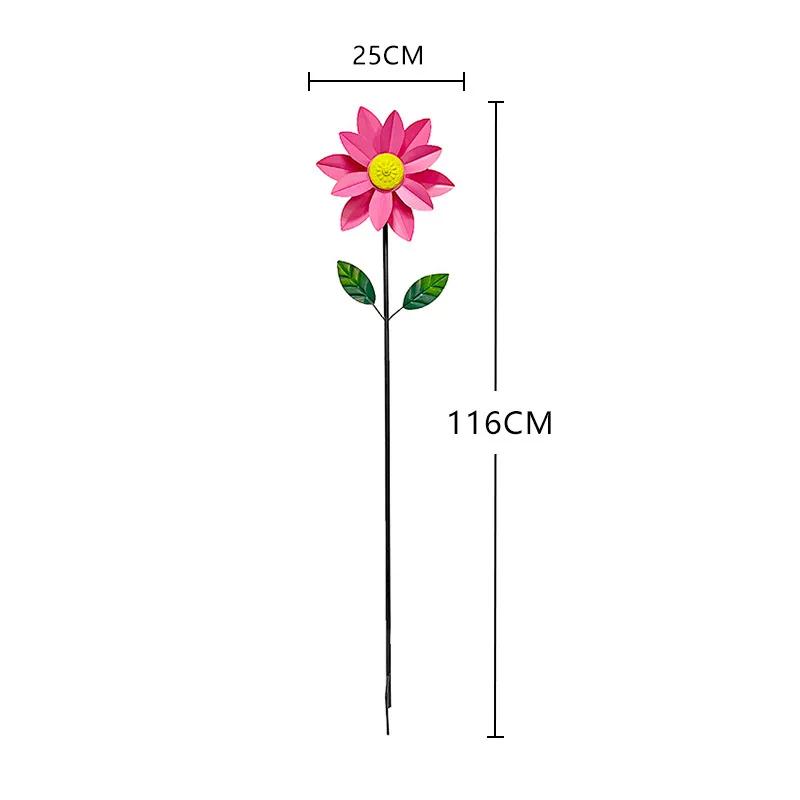 Garden Windmill Spinner Metal Sunflower Flower Model Decoration Outdoor Garden Courtyard Standing Lawn Flower Climbing Support