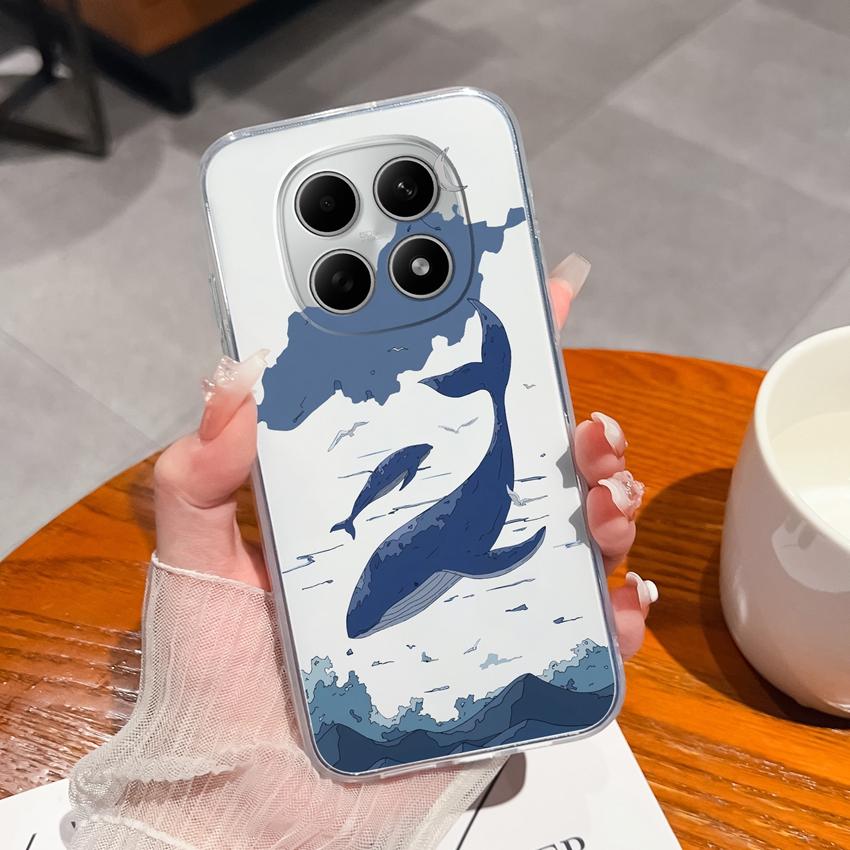 Подходит для Redmi Note 15 14 Pro 14S 15 15C A5 A1 Популярный Креативный Чехол для Телефона с Буквами и Узорами Прозрачный Силиконовый Нескользящий Чехол для Корпуса Redmi