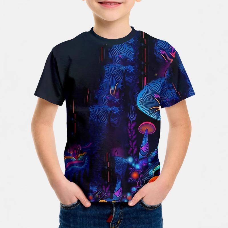 Cartoon Style Short Sleeved 3D Digital Printed Fashion T-shirt for Children Shirt