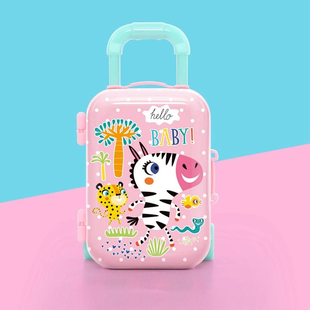 Mini Animals Suitcase Toy Animals Pattern Cartoon Piggy Bank Mini Trolley Case Model Kids