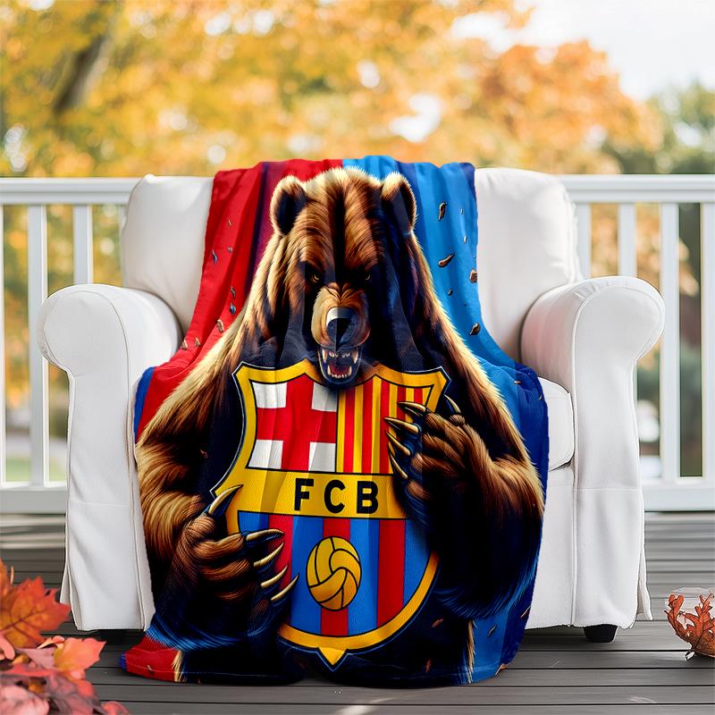FCB Flannel Blanket Soft All-Season Throw, Design for Camping, Car Travel, Hiking Sofa, Bed, Office Perfect Gift for Parties