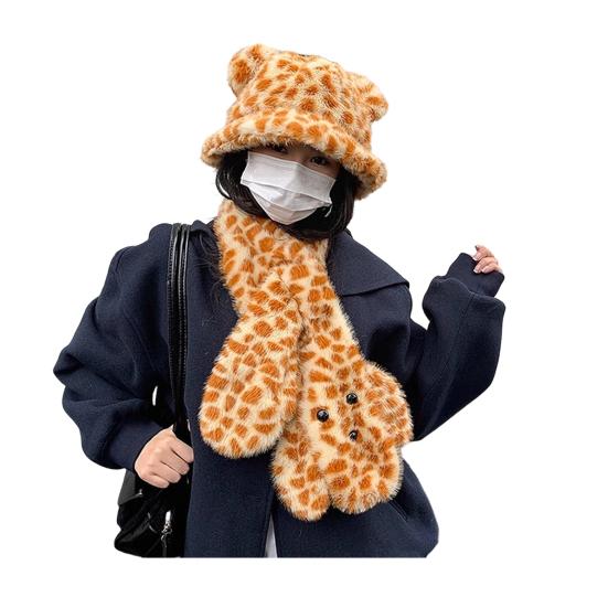 2 шт./компл. Зимняя шапка и шарф, комплект, принт тигра и леопарда, куполообразный стиль, шляпа рыбака с дизайном на шнуровке, ветрозащитный, теплый комплект шапки и шарфа