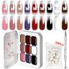 16 Colors Nail Stamp Gel Set High Pigment Semi-Solid Paint Gel Gradient Marbling Nail Art Kit with Individual Box