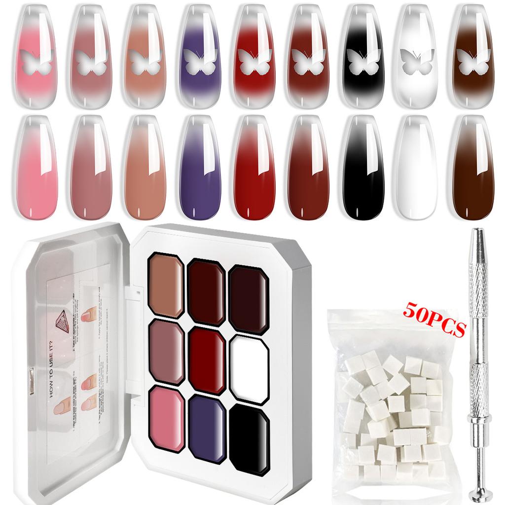 16 Colors Nail Stamp Gel Set High Pigment Semi-Solid Paint Gel Gradient Marbling Nail Art Kit with Individual Box
