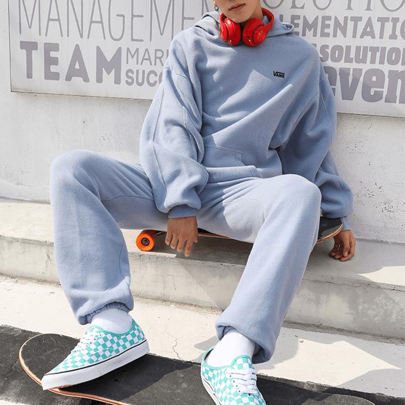 Vans Свитшот с капюшоном и принтом логотипа, однотонный, женский, синий VN0A7RMIBD2