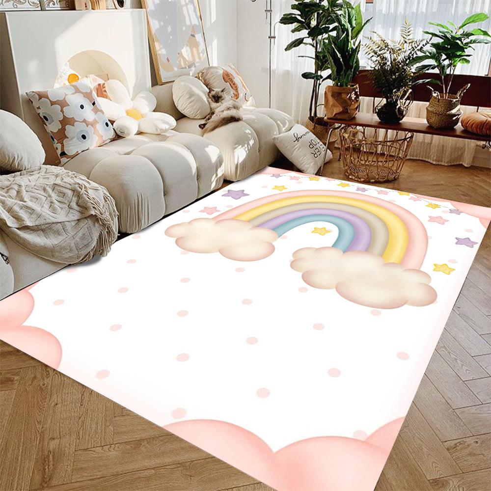 Timeless Cartoon Rainbow Carpet for Living Room Decor Sofa Rug Bedroom Bedside Rug Kitchen Dining Table Mat Nursery Floor Mat