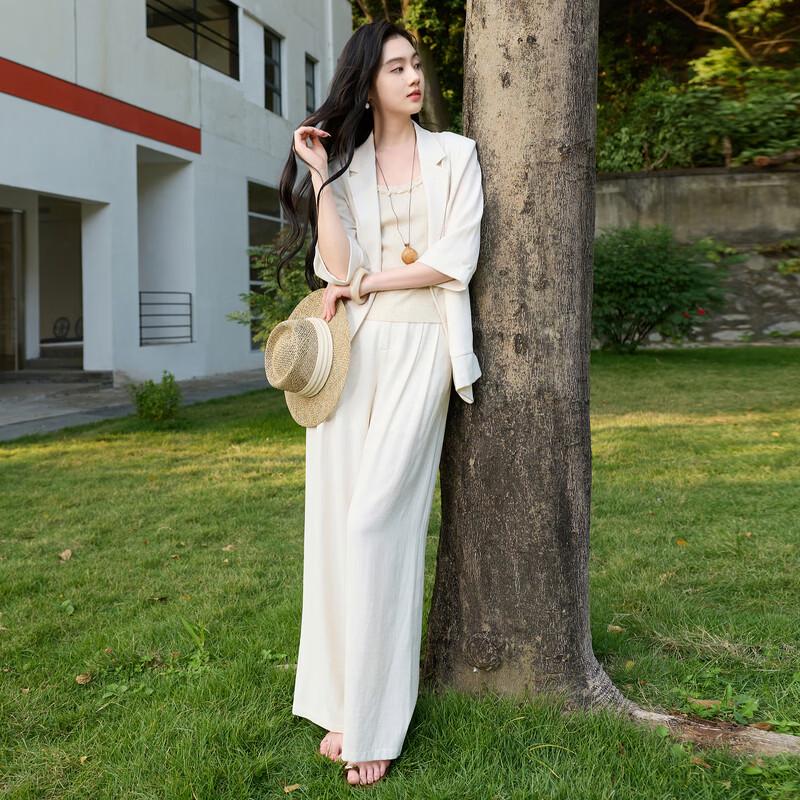 Прямые брюки SanCai из смесового льна с высокой талией