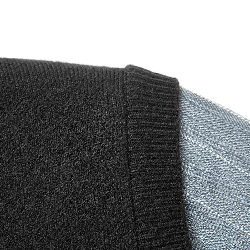 Мужской вязаный свитер MONTAGUT с вышивкой, полосатый лацкан, имитация двух частей