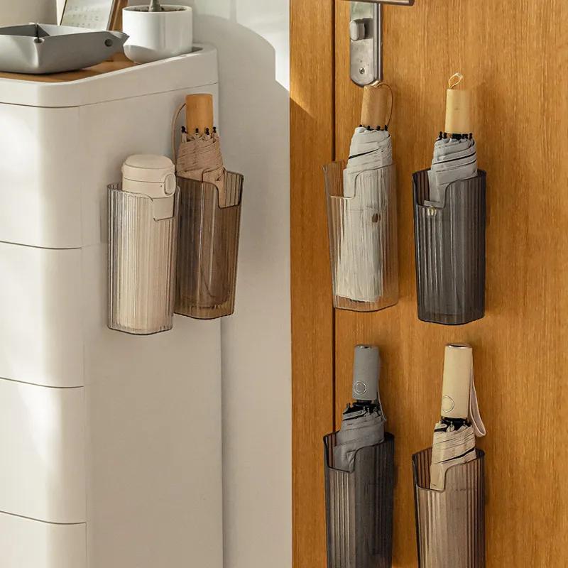 Настенная стойка для хранения зонтов для домашнего использования, без перфорации, креативная стойка для зонтов, простая длинная трубка, ящик для хранения зонтов YLE435