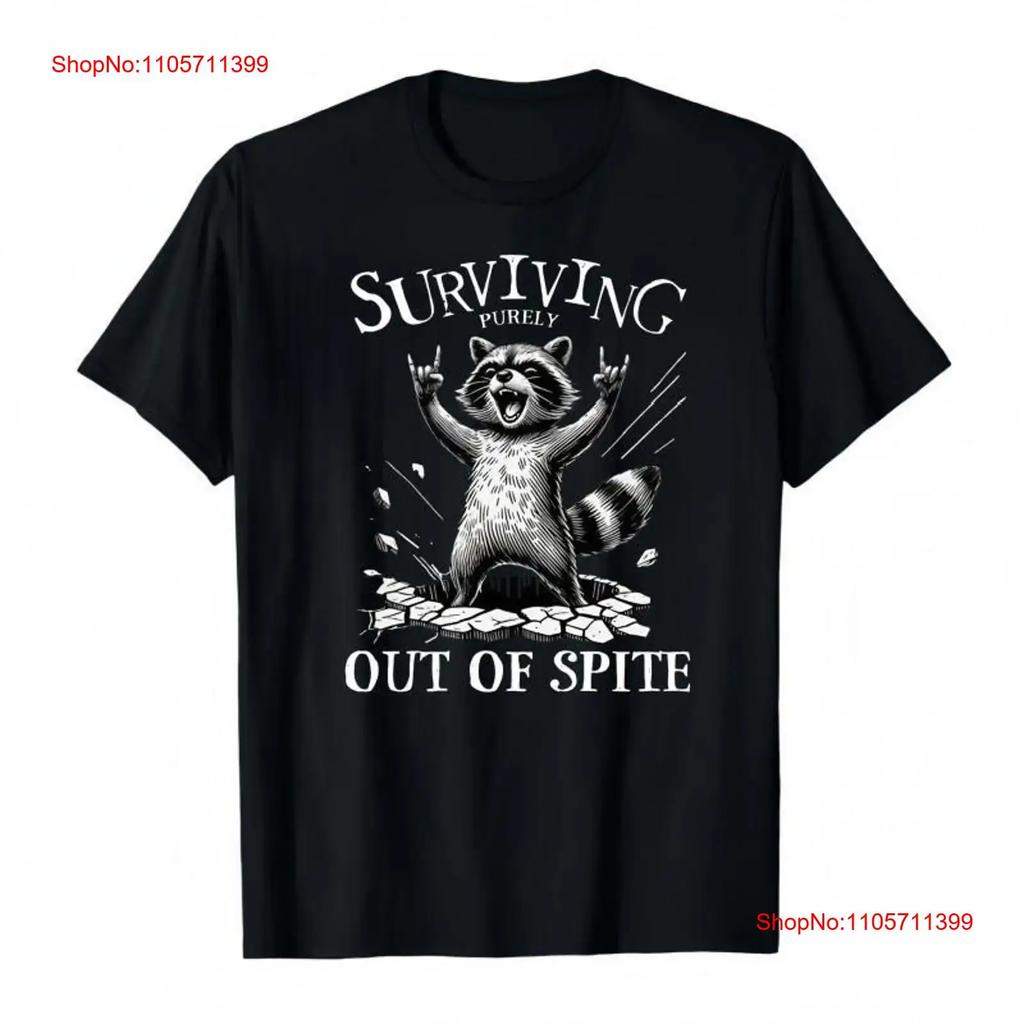 Funny Surviving Pretty Much Out Of Spite T Shirt Dark Red Casual Long Or Short Sleeves Vintage Washed Streetwear Fashion