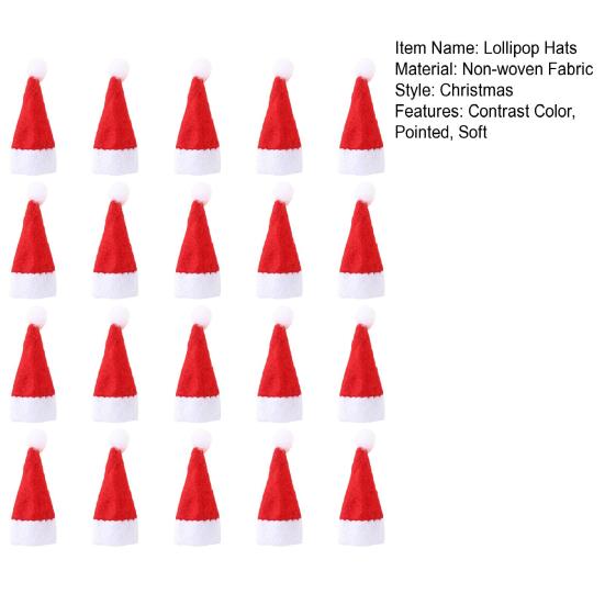 20 Pcs Candy Hat Finger Cap Lollipop Decoration Hats Mini Santa Hat New Year Party Table Dinner Decoration Wine Bottle Covers Parties Photography Prop