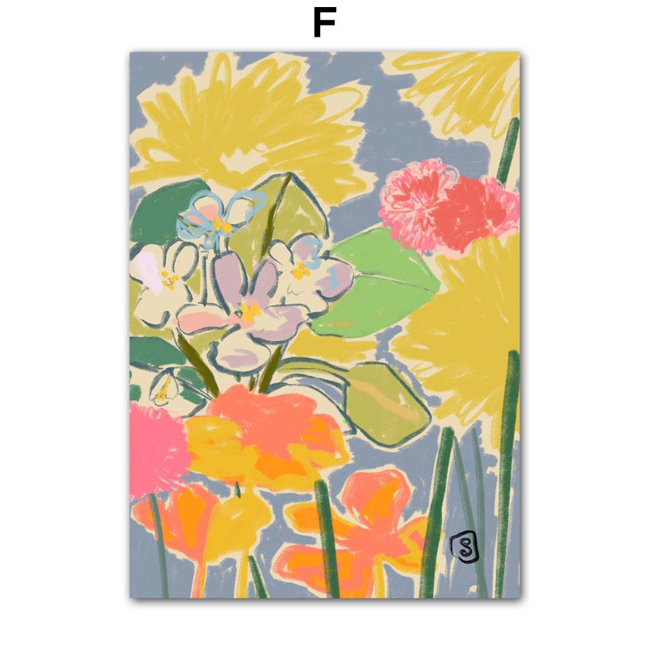 Abstract Line Stripe Girl Flower Leaf Colorful Wall Art Canvas Painting Posters And Prints Hotel Bar Pictures Indoor Room Decor