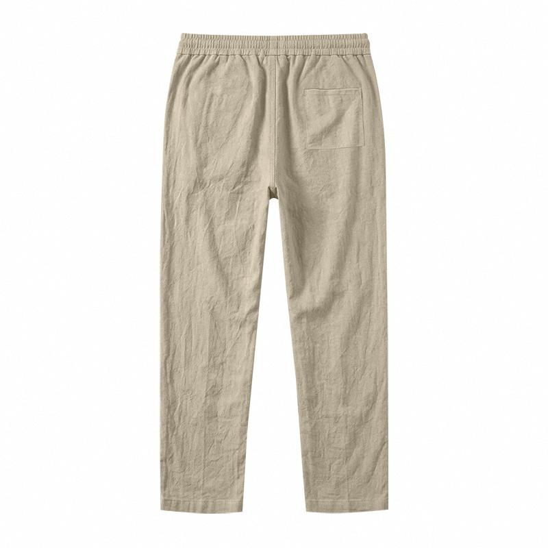 New Men’s Casual Sports Straight-leg Drawstring Trousers: Breathable Cotton-linen Casual Trousers