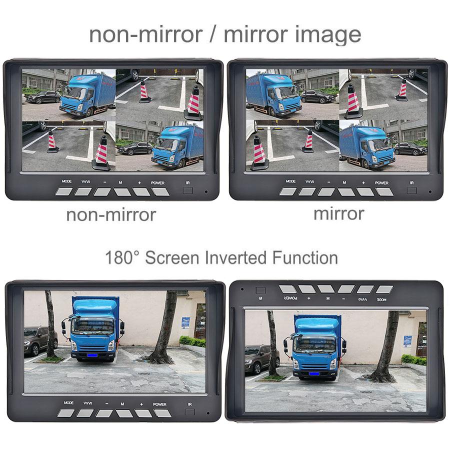 DIYKIT 7inch AHD IPS 4 Split Quad Screen Rear View Car Monitor Support 720P 1080P AHD CVBS Car Camera Video Recording