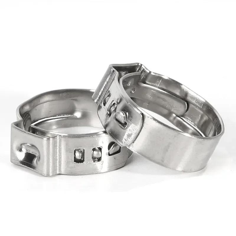 130cs Hose Clamps 5.8-21.0mm Single Ear Stepless 304 Stainless Steel Hose Clamps Cinch Clamp Rings for Sealing Kinds