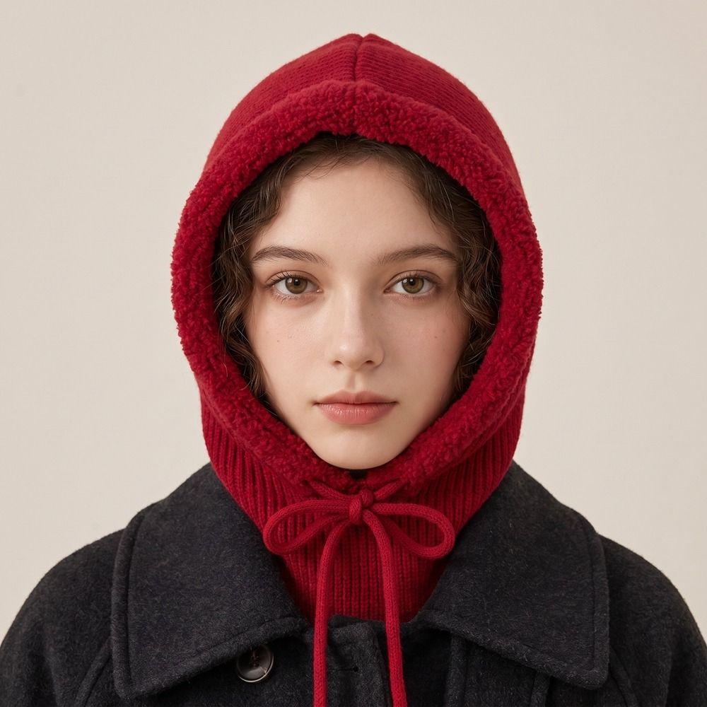 Solid Color Knitted Hooded Cap Wool Blend Knitted Hat Fashion Earflap Hat Outdoor