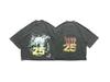 RRR Vintage High Quality Graffiti Pattern Printed Hip Hop Trendy Street Casual Loose Cotton Tshirt Washed Oversized Unisex Tops