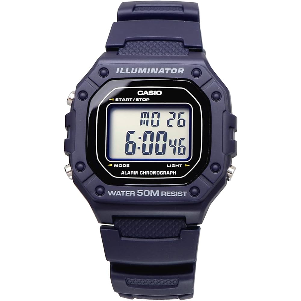 Casio Стандартные цифровые часы W-218H-2A Синие Унисекс Водонепроницаемые Легкие