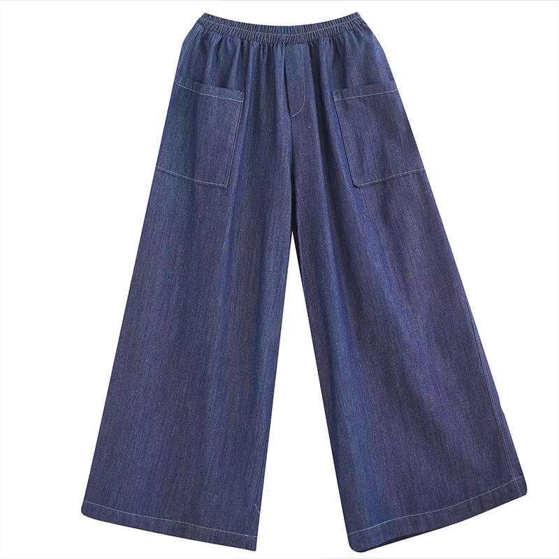 Xitao Повседневные свободные однотонные брюки длиной до щиколотки с эластичной резинкой на талии GMM1074