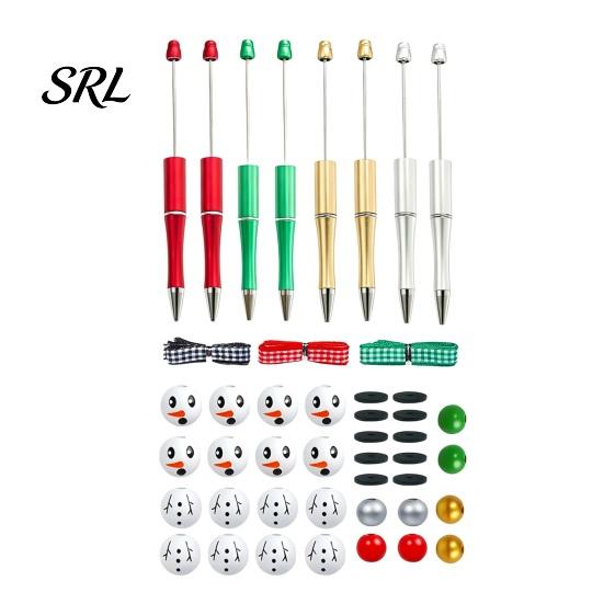 Unique Holiday Souvenirs for Friends 8PCS Christmas DIY Beadable Pens Kit, Snowman Wooden Beads Stationery, Winter Theme Stationery Supplies