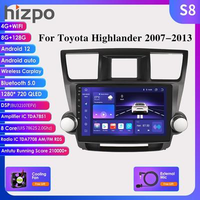 2 Din Android 12 автомобильное радио для Toyota Highlander Kluger 2 XU40 2007-2013 Navi GPS мультимедиа 4G интеллектуальный экран видеоплеер авто стерео Carplay