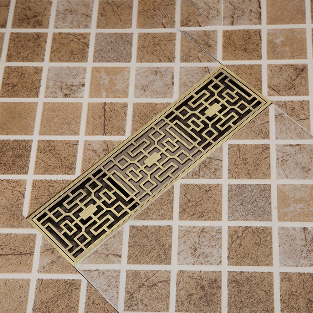 Floor Drain Shower Water Stopper Bathroom Antique Brass Long Drains Kitchen Sink Strainer Waste Plug Floor Mount