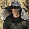 Solar Fan Hat with Neck Flap UPF 50+ UV Protection Hat with 2 Solar Fans Breathable Men Summer Outdoor Activities Fishing Wide Brim Bucket Cap