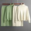 Autumn Turtleneck Sweater And Skirt Sets For Women 2024 Knit Two Pieces Winter Sets Pullover White Suit Women Skirt And Top Set