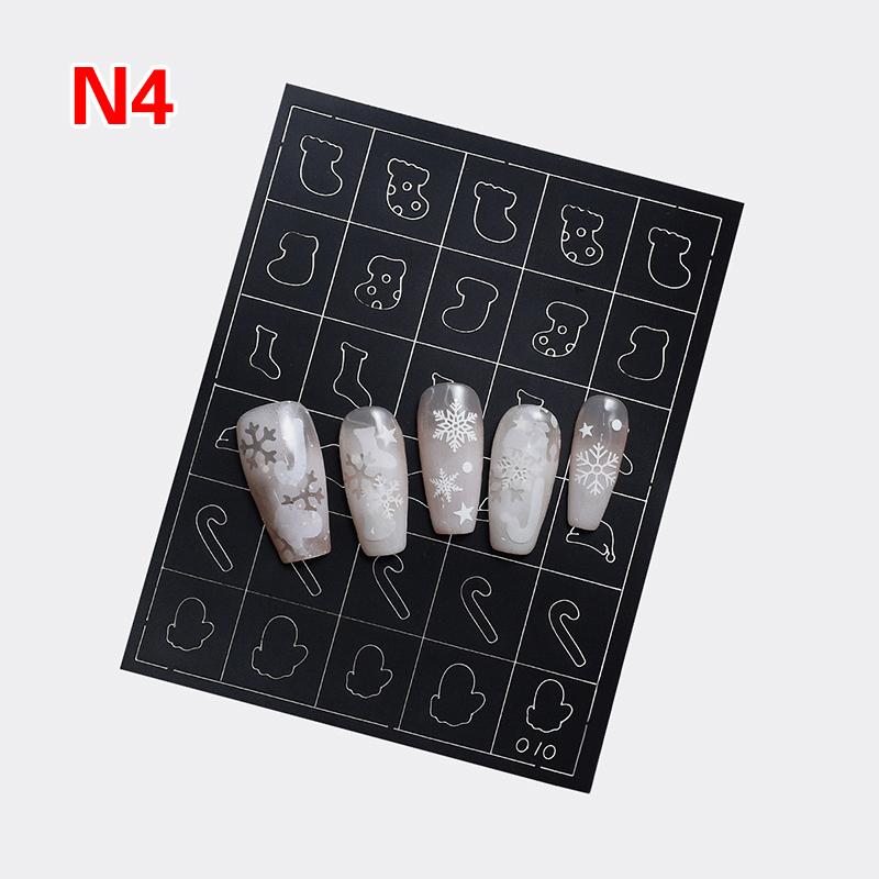 Airbrush Stencil For Nails Winter Snowflake Snow Tree Christmas Decors Hollow Nail Stickers Airbrush French Manicure Tips