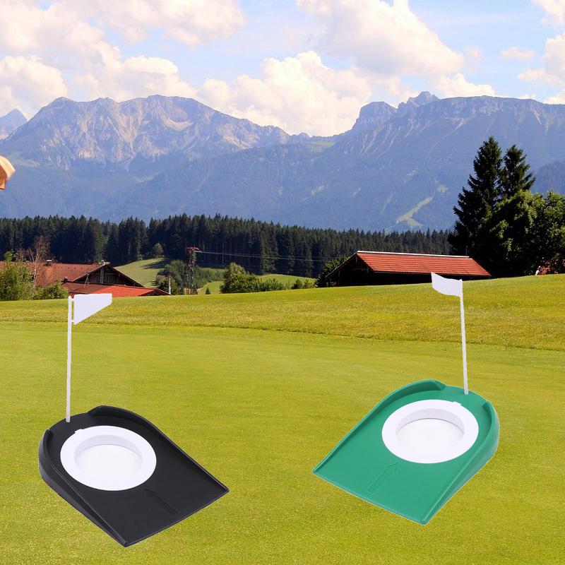 Тренажер для гольфа в помещении с лункой, паттер с флагом, тренировочное приспособление для игры на лужайке, домашнее учебное приспособление для игры во дворе, регулируемое отверстие