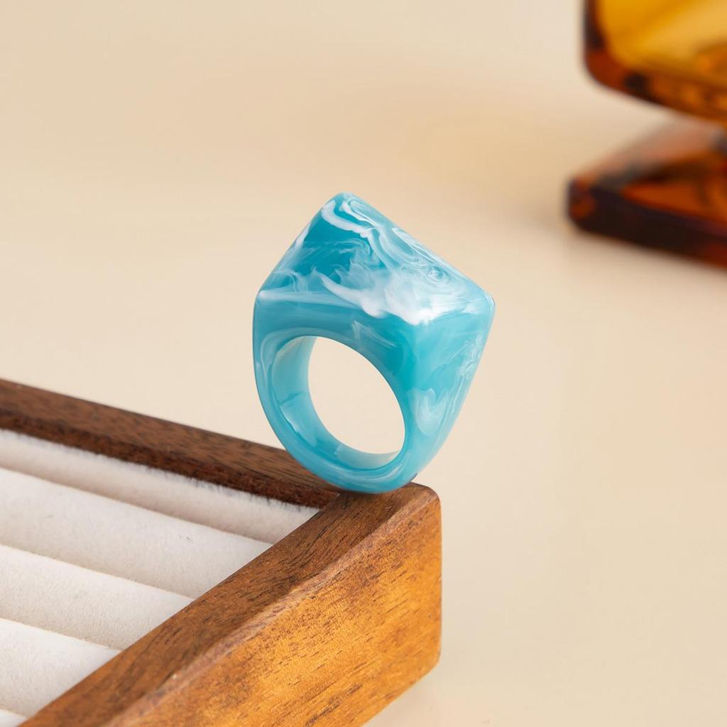 Модное градиентное кольцо из смолы с квадратной и треугольной огранкой, дизайнерское кольцо-лента в форме женской сумочки, повседневные минималистичные украшения в стиле INS