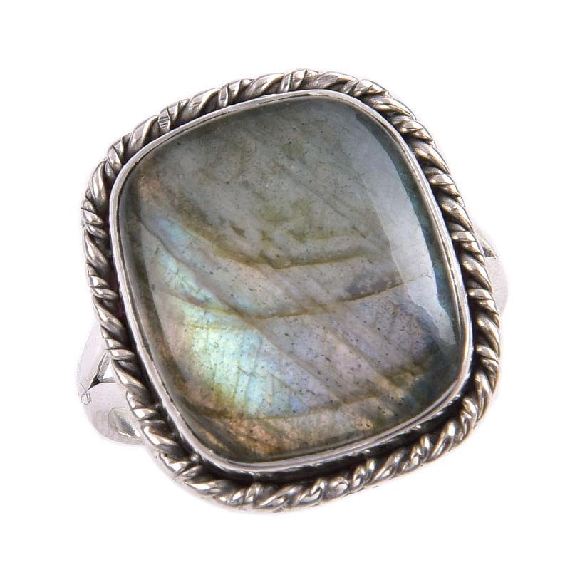 Натуральный лабрадорит драгоценный камень 925 пробы серебро ювелирное кольцо S.9.5 p3Z37