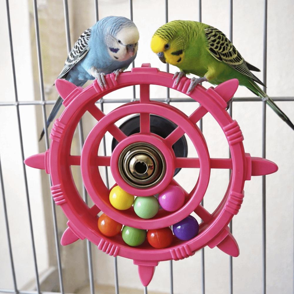 Colorful Beads Parrot Spinner Rattle Toy Bite Resistant Bird Cage Toy Bird Cage Use