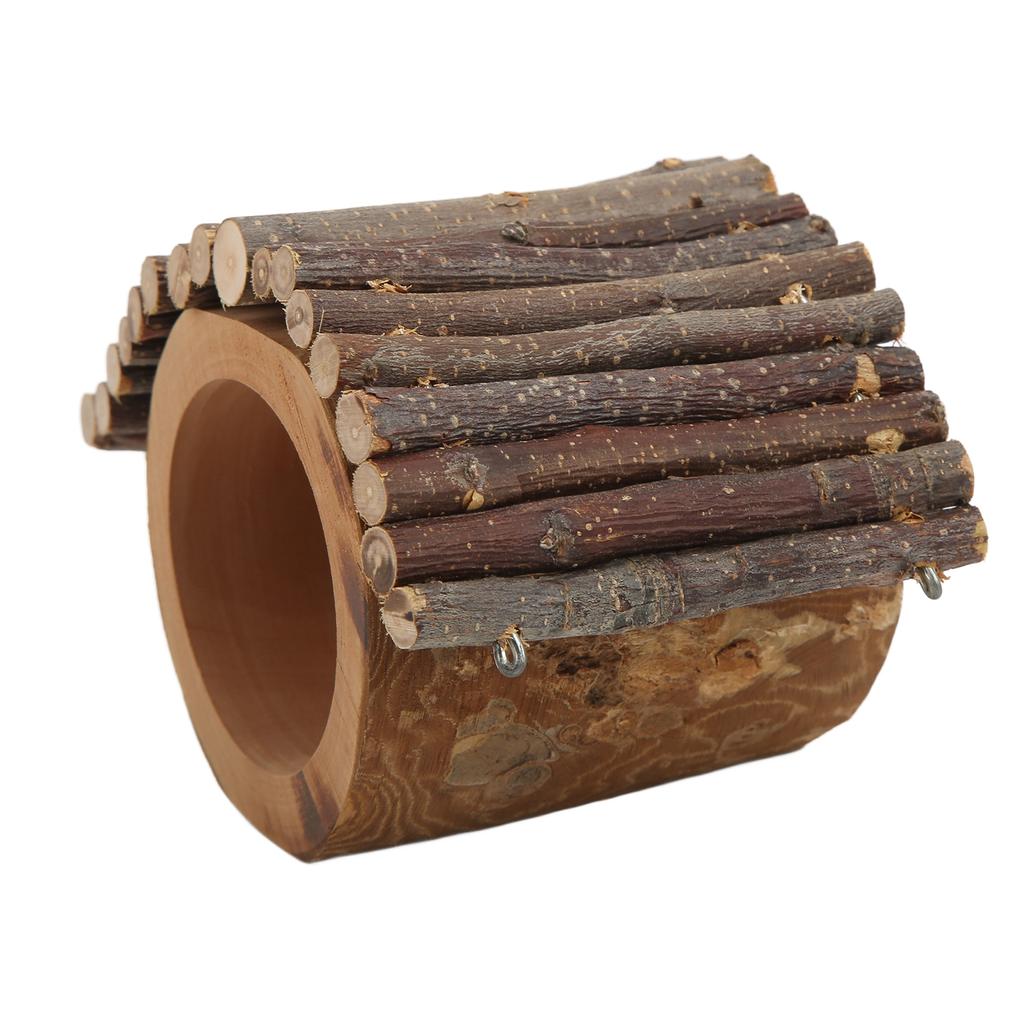 Деревянный домик-дерево для хомяка, дупло, натуральное яблоневое дерево, укрытие-туннель для хомяка с крышей для маленьких питомцев