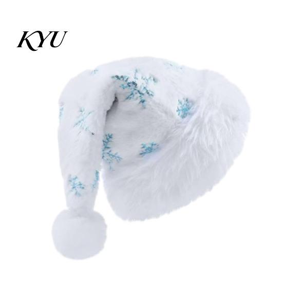 Cute Xmas Headgear for Family Christmas Sparkly Sequins Santa Hat Adults, Velvet Plush Glitter Bling Warm Ear Protection Holiday Cap with Fluffy