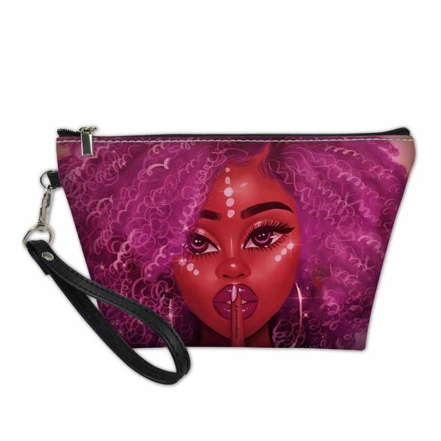 Custom Makeup Bags Afro African Girls Print Cute Cosmetic Bag Beauty Travel Organizer Make up Pouch Suitcase Women Toiletry Bag